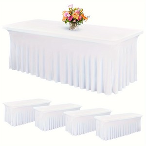 Best-Selling Modern Stretch Polyester Rectangular <b>Dining</b> <b>Table</b> <b>Cover</b> Skirt for Weddings Outdoor Parties - Product Image 1