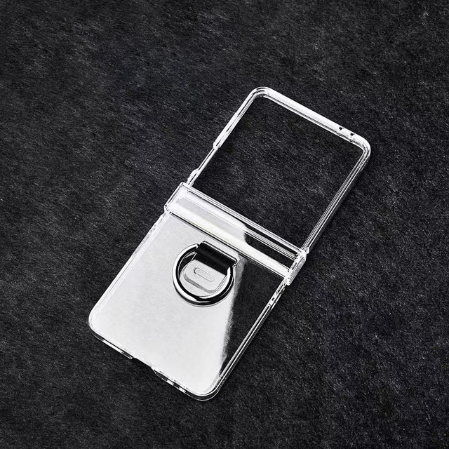 For Samsung Z Flip 8 Case with Ring Stand Clear Hard PC Mobile Phone Case Cover for Samsung Galaxy Z Flip 8 7 Transparent Case