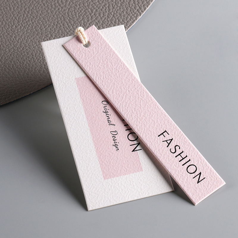 Custom Hot Pink Embossed Hangtag Swing Tag Label for Clothing Jeans for Brand Logo Display on Garments