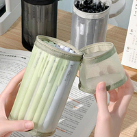 Étui à crayons transparent en nylon avec fermeture éclair, boîte à crayons spécifique aux examens pour les étudiants, rangement pour les enfants à l'école