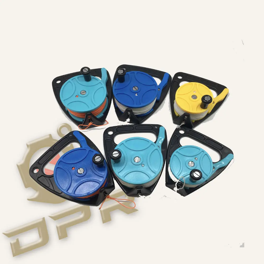 DPR Brand Portable Scuba Dive Reel with Plastic Handle Brass Clip Tech Snap Hook for open water diving technical diving