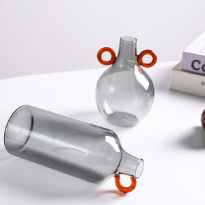 Moderno Florero de Vidrio Gris de Alta Calidad, Florero Hidropónico para Hogar u Oficina, Arte en Vidrio - Product Image 3