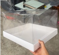 En Stock Boîte à Gâteau Carrée avec Base en Papier Blanc, Couvercle Intérieur Transparent, 6 10 12 Pouces, Boîte de Pâtisserie pour Desserts Sucrés, Carton Pliant PET PVC