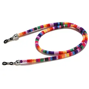 Cordón de algodón étnico hecho a mano para gafas, cadena antideslizante, soporte para gafas, Correa gruesa colorida