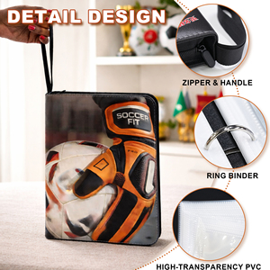 Carpeta de Colección de Tarjetas Deportivas de Fútbol, Diseño Personalizado, con 4 Bolsillos con Cremallera, en Cuero PU Resistente - Product Image 3