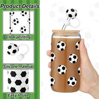 Mug en verre de 16 oz personnalisé avec logo de football, idéal pour le café et la bière, avec couvercle en bambou et paille – Vente en gros usine, parfait pour les événements et les rassemblements