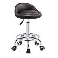 Tabouret de salon de luxe en similicuir durable, inclinable et réglable en hauteur, avec dossier, roulettes et pompe hydraulique pour massage et soins du visage
