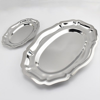 304 roestvrij staal licht luxe massief patroon vintage high-end feestbanket fruit snacks ovale afternoon tea cake dessertbord