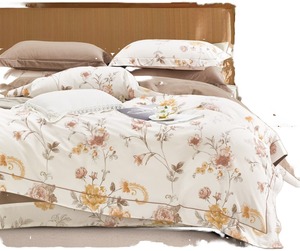 Floral Printed Cotton <b>Bedding</b> <b>Set</b> 1.8m King Size Breathable Pastoral Style Duvet Cover Sheet Pillowcase <b>Set</b> - Product Image 1