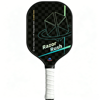 Raket Pickleball Serat Karbon 12K Inti Sarang Lebah Thermoformed Permukaan Bertekstur Putaran Tinggi untuk Latihan
