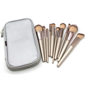 Ensemble de 10/14 pinceaux professionnels multi-usages pour les yeux, avec manche métallique gris sidéral et ferrule argentée, pinceau plat et pinceau eyeliner pour le visage - Product Image 6