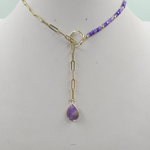 สร้อยคอโซ่อัญมณีคลิปกระดาษสแตนเลส, สร้อยคอจี้หยดน้ำตาสร้อยคอแถบรัด Mobius - Product Image 1