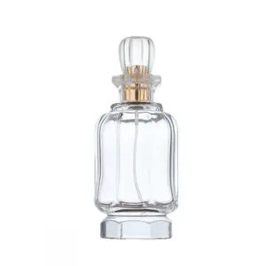 Custom logo thick bottom hexagonal palace lamp shape perfume spray glass perfume bottle & 50ml 100ml with crown lid