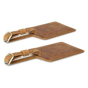 Etiqueta de Equipaje de Cuero Crazy Horse Premium Boshiho, Personalizada con Logotipo, Etiqueta de Identificación Rectangular de Cuero Genuino - Product Image 3