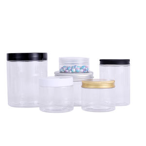 Pots en plastique PET ronds transparents noirs et blancs de 250 ml avec couvercles à vis pour crème pour le visage - Product Image 5