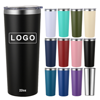 새로운 22 oz 스테인레스 스틸 진공 22 OZ 대용량 절연 여행 머그 재사용 가능한 커피 텀블러 뚜껑