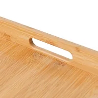 Plateau de service en bambou écologique de grande taille avec poignées latérales ergonomiques pour la présentation du café, du thé, des fruits et des aliments