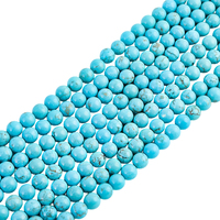 Vente en gros d'usine - Perles rondes en pierres précieuses naturelles turquoise blanches et bleues de 4, 6, 8, 10 et 12 mm pour la fabrication de bijoux