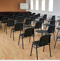 Chaises de bureau modernes en métal empilables avec tablette d'écriture pour salle de formation, idéales pour étudiants, bureaux, hôpitaux, écoles et salles de conférence