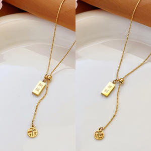 Collier résistant à la décoloration pour femmes, en acier inoxydable, chaîne à maillons en or, bijoux de luxe léger, dropshipping Shopify - Product Image 4