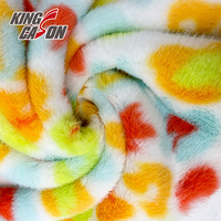 Tissu en fausse fourrure de vison Kingcason ultra doux, moelleux, épais et confortable, imprimé coloré, pour jouets en peluche, poupées, projets de bricolage et textiles