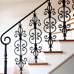 Modern Wrought Iron Stair <strong>Railing</strong> for Villa with Clean Lines Water Resistant and Easy Installation - Product Image 2