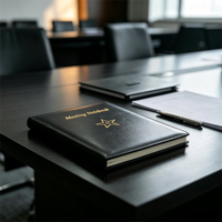 Carnet de travail officiel en cuir PU personnalisé, avec logo imprimé offset et dorure à chaud, texte personnalisé, finition estampage à chaud, pour usage professionnel