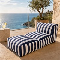 Marineblau-Weiß Gestreifter Bodensofa Chaiselongue und Hocker Ohne Beine für Wohnzimmer Großhandel Fabriklieferung