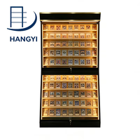 Vitrine d'exposition de cartes TCG Hangyi : Présentoir de cartes gradées avec dos en verre, éclairage LED, écologique et durable pour la vente au détail