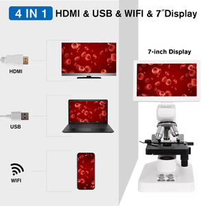 Microscopio Biologico Digitale SCIEDU <span class=keywords><strong>7</strong></span> Pollici 1080P con HDMI USB WiFi e Batteria Ricaricabile per Osservazione di Cellule Ematiche in Laboratorio - Product Image 2