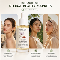 Sérum Visage à l'Extrait de Safran Marque Blanche, Bêta-Glucane pour le Traitement de la Pigmentation, Sérum Éclaircissant à la Centella pour Peaux Sensibles