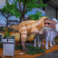 Modèle de dinosaure T-Rex juvénile animatronique à plumes grandeur nature pour exposition et décoration de parc à thème