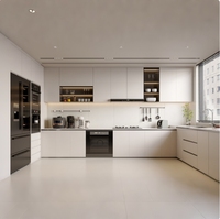 Opia siap dengan peralatan Maple atas lemari dapur desain apartemen dengan lampu LED putih disesuaikan tahan lama