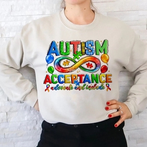 Autism Acceptance <span class=keywords><strong>Advocate</strong></span> and Indude Autism Awareness Puzzle Piece DTF Transfer Printing Iron on Sticker Bolsas de ropa Ropa - Product Image 5