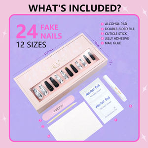 Nailway caja <span class=keywords><strong>de</strong></span> embalaje personalizada <span class=keywords><strong>de</strong></span> alta calidad 24 piezas ABS ataúd largo cuadrado falso calidad acrílico Prensa en <span class=keywords><strong>uñas</strong></span> al por mayor - Product Image 4