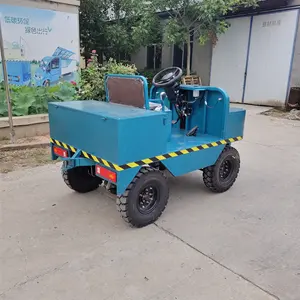 Troli Platform kargo tugas berat truk palet barang pergantian gudang troli flat elektrik empat roda logistik 4T traktor