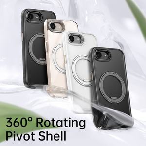 Dernière conception <span class=keywords><strong>360</strong></span> degrés rotatif engrenage anneau support coque de téléphone clair Mobile couverture arrière pour iPhone 17 16 16E 15 Pro Max - Product Image 3