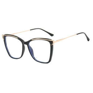 Nueva moda mujer Anti luz azul gafas para hombres Metal ojo de gato Marco de gran tamaño óptica General lectura gafas de ordenador - Product Image 1