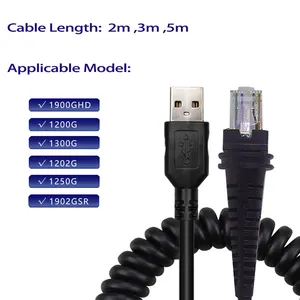 High Quality CBL-500-300-C00 5M Spiral USB a Male to Rj45 barcode reader USB Barcode Scanner Cable for Honeywell 1900G