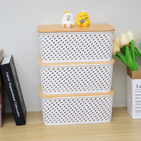 OWNSWING Offre Spéciale bacs de rangement multifonctionnels pour armoires de ménage avec couvercle en bambou paniers de rangement en plastique