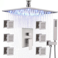 ZJWZEUUS 2026 Nouveau design Système de douche mural en acier inoxydable nickel brossé avec fonction pluie et massage, pour plafond