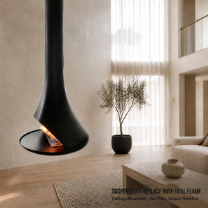 Caminetto a <span class=keywords><strong>Bioetanolo</strong></span> Moderno da Parete Nero Opaco per Villa, Ristorante, Soggiorno, Uso Interno - Product Image 3