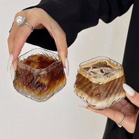 Tasse à café en verre haut de gamme pour latte/cappuccino, style Instagram, design moderne et minimaliste sans pied ni couvercle, 101-200 ml, tasse à thé