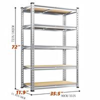 Étagères de stockage d'entrepôt en acier robuste sans boulons à 5 niveaux, galvanisées et anti-corrosion, avec conception empilable, vente en gros