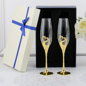 Custom Crystal Champagne <b>Glasses</b> Wedding Bar Tools <b>Wine</b> Accessories Crystal Rimmed Hearts Shape Decor Golden Flute <b>Wine</b> <b>Glass</b> - Product Image 4