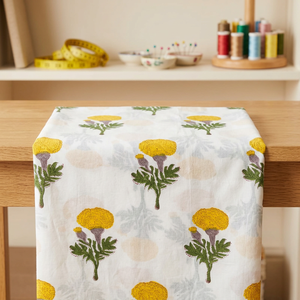 Tela de Algodón Estampada con Flores de Caléndula Amarilla, Ligera, Transpirable y de Buena Calidad, para Confección de Vestidos y Decoración del Hogar - Product Image 3