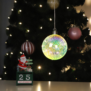 Boule suspendue en verre transparente peinte arc-en-ciel en or moderne Lampe à LED à paillettes pour décoration de Noël d'extérieur - Product Image 6