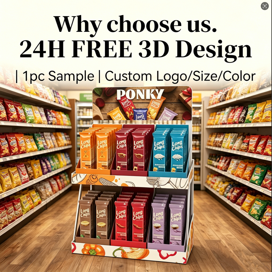 Custom 2-Tier Metal Countertop Snack Display Rack for Convenience Store Retail Store Food Chips POP POS Display Rack Apache — view 6