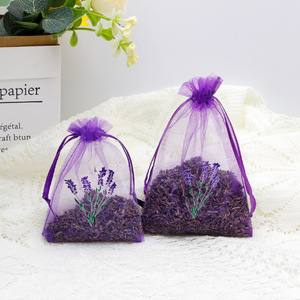 Sachets en <span class=keywords><strong>organza</strong></span> à cordon de serrage, motif fleur de lavande violette, 7x9, 9x12, 15x20, faible MOQ, sacs d'emballage cadeau avec ruban - Product Image 4