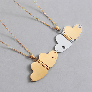 时尚经典不锈钢不褪色翻盖爱心笔记本吊坠防氧化定制徽标吊坠项链 - Product Image 6